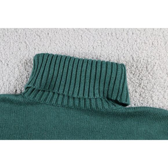 Kordal Sweater Xs Green Pima Cotton Alpaca Turtleneck Cropped Peru Pullover - Picture 7 of 7